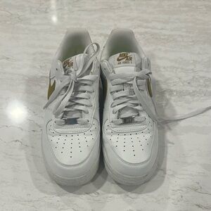 Nike Air Force 1 White with Gold Accents